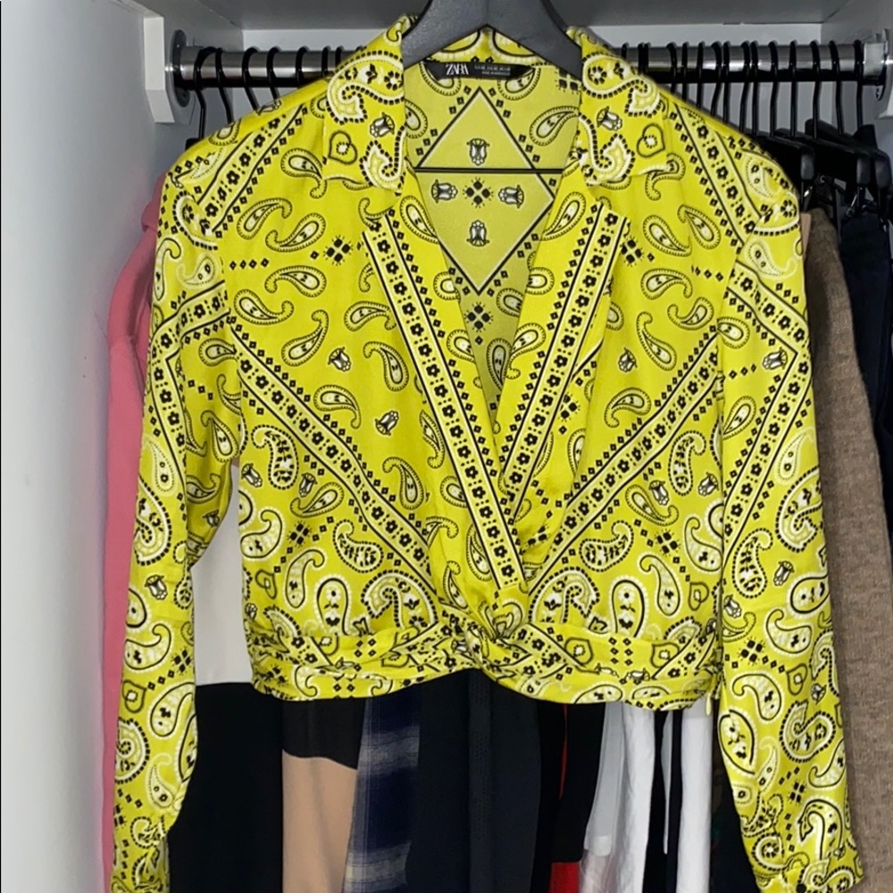 Zara Satin Print Cropped Top size XS